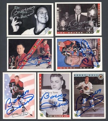 Bobby Hull 1991-92 Ultimate Original 6 Blackhawks Collection of 7 Signed Cards - Image 1 of 2
