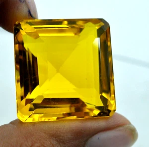 Piedra preciosa suelta de cuarzo amarillo limón glorioso de 100 quilates con forma cuadrada - Imagen 1 de 4