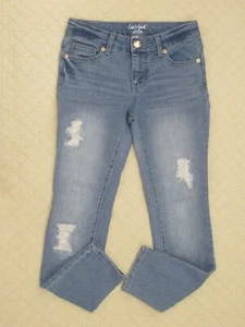 Cat & Jack Girls Jeans Super Skinny Lace Distressed Blue Size 12 - Picture 1 of 9