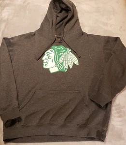 Y2K All Guts No Glory Old Time Hockey Men's Toews 19 Gray Hooded Sweater Size L - Picture 1 of 11