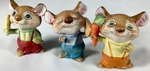 Homco Bauern Mäuse 3er Set Garten Gemüse Ernte Mais Karotte Käse Vintage GUVC - Bild 1 von 8