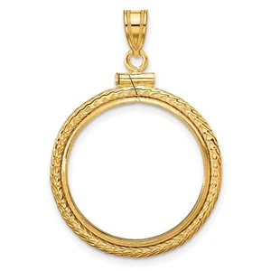 1986-Now $10 1/4 oz American Eagle Screw Top Foxtail Chain Coin Bezel 14k Gold - Picture 1 of 7