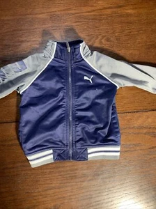 Puma Track Jacket Baby Long Sleeve Navy Blue Gray Full Zipper 12 months - Picture 1 of 5