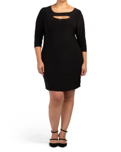 Vestido negro pequeño recortado manga 3/4 KAKTUS Plus talla 3X HECHO EN EE. UU. NUEVO CON ETIQUETAS - Imagen 1 de 2