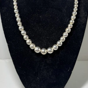 Tiffany & Co Sterling Silver Graduated Ball Bead Necklace RD2 - Picture 1 of 15