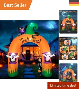 305CM Aufblasbarer Halloween Geister Torbogen mit LED und schwarzer Katze - Bild 1 von 9