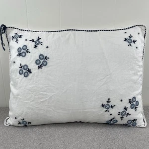 Ralph Lauren Cote D'Azur Standard Sham White Blue Embroidered Pillow Cover Only - Picture 1 of 19