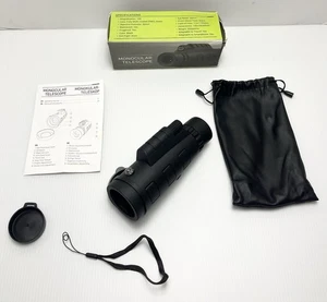 Monocular Telescope, 10x Magnification, Black, Mounting, 1100mm FOV, w/ Strap - Picture 1 of 8