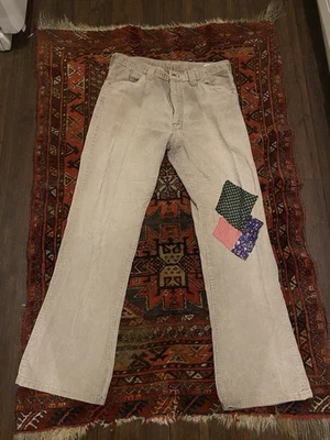 Vintage 1970s Farah Corduroy Flare Bell Leg Pants 32 Hippie Patches - Image 1 of 4