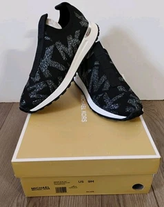 Body Michael Kors para mujer talla 9M metálico tejido elástico sin cordones negro plateado - Imagen 1 de 11