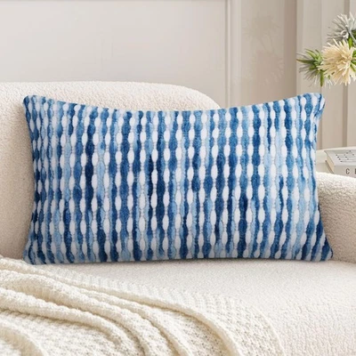 Fundas de Almohada Boho 20×12 Pulgadas, Tela Chenille Rayas Cuadradas Decorativas... Foto 1 de 4