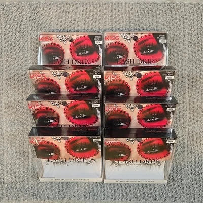 LOTE DE OCHO PESTAÑAS KISS LASH DRIP 3D DRAMA NUEVAS EN PAQUETE EFECTO HÚMEDO NEGRAS Foto 1 de 4