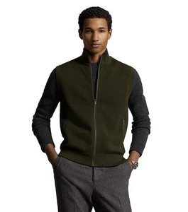 Polo Ralph Lauren Men's Merino Wool Full-Zip Rib Knit Vest Color New Olive $398 - Picture 1 of 7