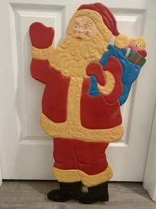 RAR Vintage Weihnachten Santa Spielzeug Tasche Hof Kunst Hof Dekoration 34" Rarität Kunststoff - Bild 1 von 4