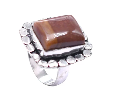 Anillo étnico hecho a mano de cornalina enchapado en plata joyería talla EE. UU.-5,5 R 7131 Foto 1 de 4