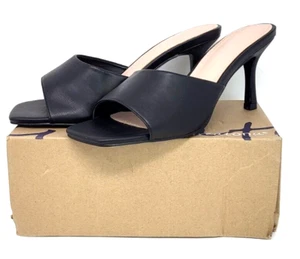 Women's Square Toe Heels Open Toe Casual Slip-on Sandals Heeled Mules Size 8US - Picture 1 of 8