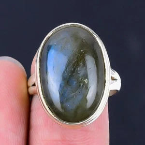 Labradorite Ring Gemstone Handmade 925 Sterling Silver Jewelry Size 8 - Picture 1 of 1