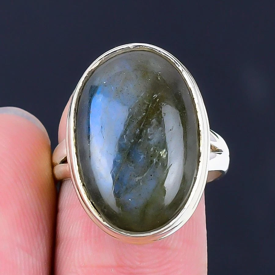 Labradorite Ring Gemstone Handmade 925 Sterling Silver Jewelry Size 8 - Image 1 of 1