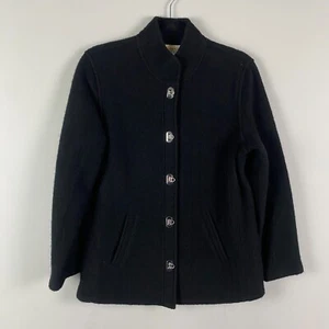 Talbots Vintage Boiled Wool Black Toggle Sweater Jacket Size P Petite - Picture 1 of 12