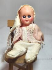 Dollhouse Miniature Doll Jointed Baby Celluoid Creepy Sleepy Eyes 3.25 inches