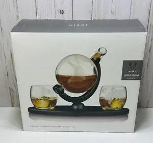 Juego de jarra y vaso globo de bar para el hogar cristalería grabada + base de exhibición de madera - Imagen 1 de 13
