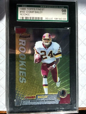 1999 Finest CHAMP BAILEY Rookie SGC 98 10 GEM MINT Redskins Broncos HOF - Image 1 of 2