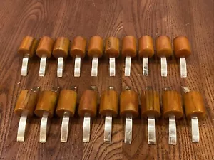 19 Vtg 1930s/40s Bakelite Catalin Amber Caramel Butterscotch Brass Drawer Handle - Picture 1 of 24