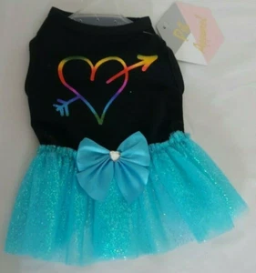 Dog Dress XS Black with Blue Tutu PET APPAREL - Picture 1 of 7