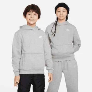 Nike Junior Older kids Grey Heather Club Fleece Pullover Hoodie Sportswear New - Picture 1 of 6