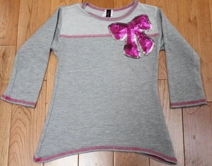 Lily Bleu SEQUIN SHIRT sz 4 Toddler Girls Pink Bow Gray CUTE Cozy Long Sleeve - Picture 1 of 3