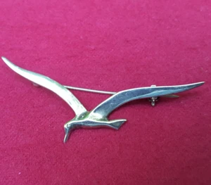 Vintage 925 Silver Large Winged Flying Sea Gull Brooch/ Pin - Picture 1 of 3