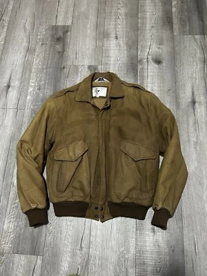 Chaqueta de Cuero Bombardero Aviador Marrón Tostado Años 90 De Colección Estilo Carhartt Talla Grande Foto 1 de 4