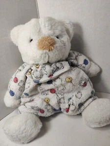 Carter’s Prestige White Teddy Bear Balloons Rattle Plush Stuffed Vintage Toy 8" - Picture 1 of 8