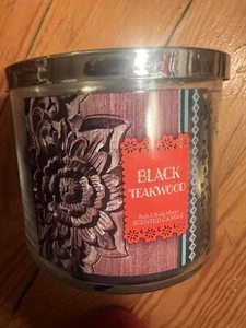 Bath & Body Works BLACK TEAKWOOD 3 Wick Jar Candle 14.5 Oz. RARE - Picture 1 of 1