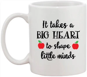 It takes a big heart to shape little Minds Personalised Mug, Teacher Gift - Picture 1 of 3