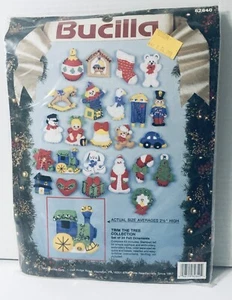 #104  Bucilla Trim the Tree Collection 24 Ornaments Felt Embroidery Kit 82840 - Picture 1 of 2