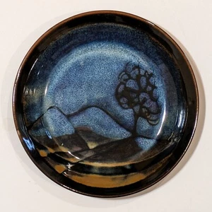 Signed D.M.S. Australian Studio Pottery Stoneware Bowl — Enamel Decor with Tree - Picture 1 of 7