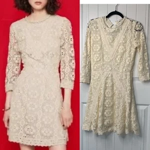 Maje elfenbeinfarben Spitze viktorianisch romantisch Kleid Größe 6 Abschluss Braut Verlobung - Bild 1 von 8
