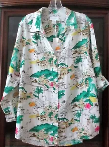 Neu mit Etikett Cynthia Rowley 100 % Leinen Amalfiküste Knopfleiste Bluse Tunika Top 1X 2X 3X - Bild 1 von 7