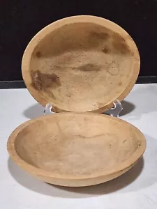 SET OF 2- Vintage Munising Signed Primitive Wood Bowls 9" - Picture 1 of 7