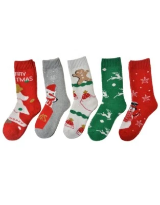 5 pares de calcetines/calcetines de invierno/otoño de Navidad de mezcla de cachemir para dama Foto 1 de 2