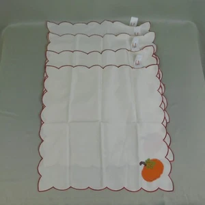 4pc Celebrate Fall 19" Thanksgiving Harvest Pumpkin Embroidered Napkins #1104 - Picture 1 of 6
