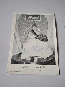 Tarjeta publicitaria Miss Germany 1958 - Ulrike Behrens con autógrafo y dedicatoria - Imagen 1 de 2