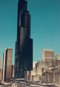 Tarjeta postal Sears Tower 1974 dibujo Chicago Illinois B227 - Imagen 1 de 4
