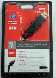 RCA DH6HHSR HDMI to HDMI Cable with2-way Swivel End, NEW, FREE SHIPPING - Picture 1 of 2