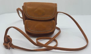 Vintage Damen kleine Leder Umhängetasche Handtasche Druckknopfverschluss braun Made in Korea - Bild 1 von 15