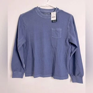 NEW J.Crew Kids' Blue Long-Sleeve Garment-Dyed T-shirt In Broken-In-Jersey L - Picture 1 of 7
