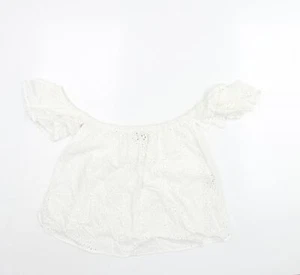 ASOS Womens White Cotton Basic Blouse Size 10 Off the Shoulder - Picture 1 of 10