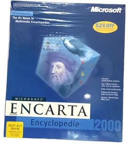 Vintage MICROSOFT Encarta ENCYCLOPEDIA 2000 Windows PC CD ~ Big Box ~ NOS NRFB - Picture 1 of 6