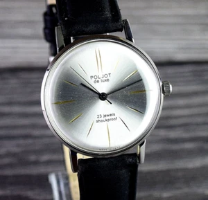 Vintage Armbanduhr Poljot NOS de LUXE Ultra Slim Soviet Herrenuhr Serviced - Bild 1 von 12